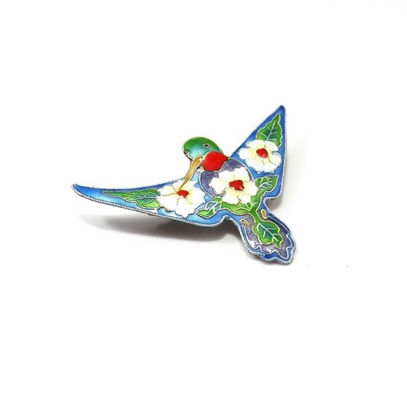 Vintage Zarah Hummingbird Brooch, Enamel on Silver - Picture 6 of 10